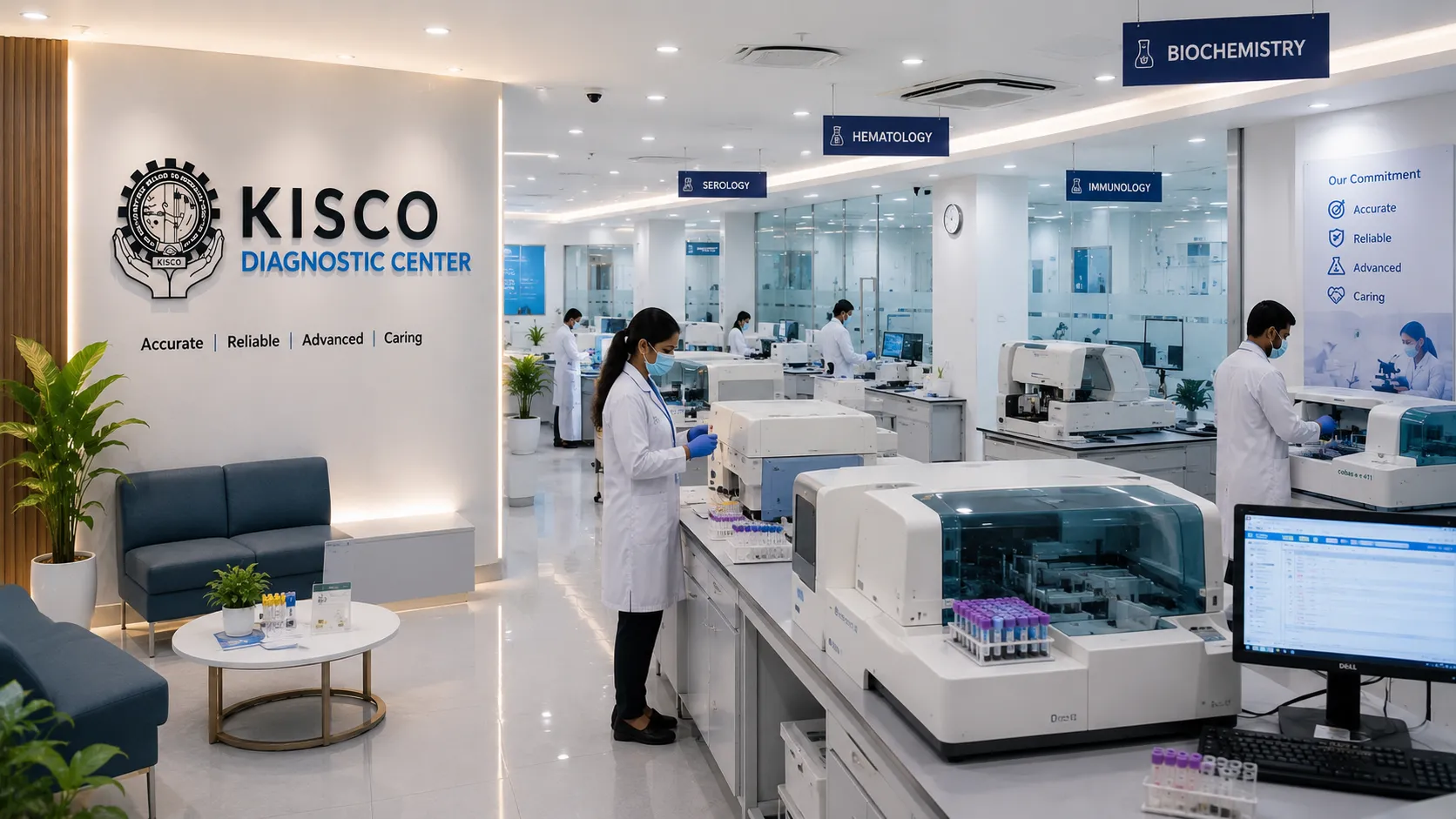 KISCO reception and laboratory with automated analysers